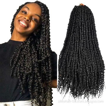 High Quality 24Inches Long Black Women Pre-Twisted Bulk Spring Bomb Passion Twist Crochet Braiding Synthetic Hair Extensions
